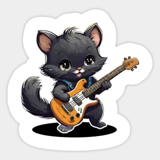 Cat With a Bass Guitar Sticker